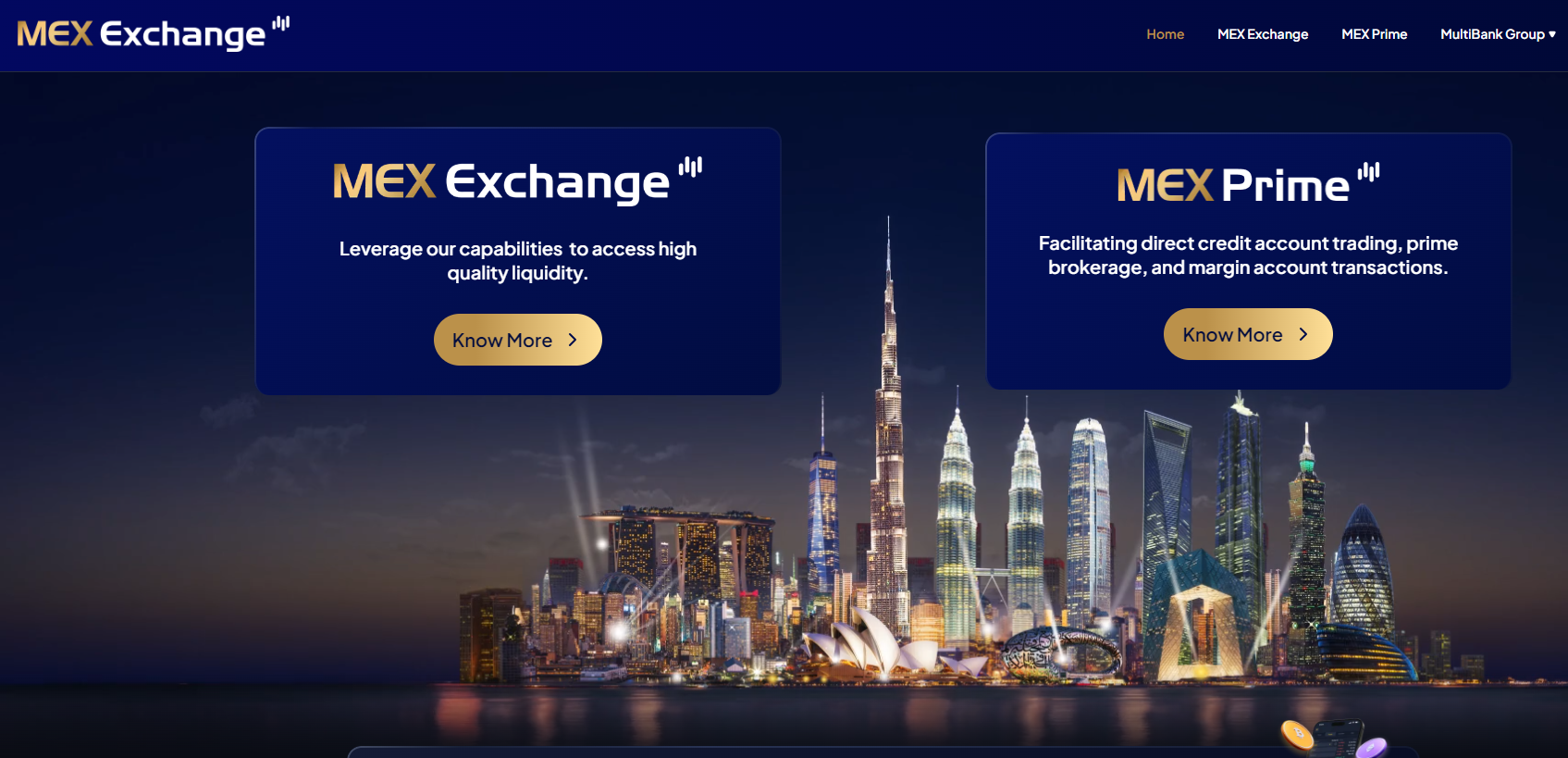 Сайт брокера MEX Exchange